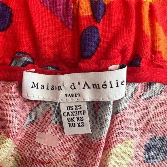 Maison d' Amelie Hawaiian Multicolor Linen Boho Peasant Tiered Midi Skirt XS - Picture 5 of 6